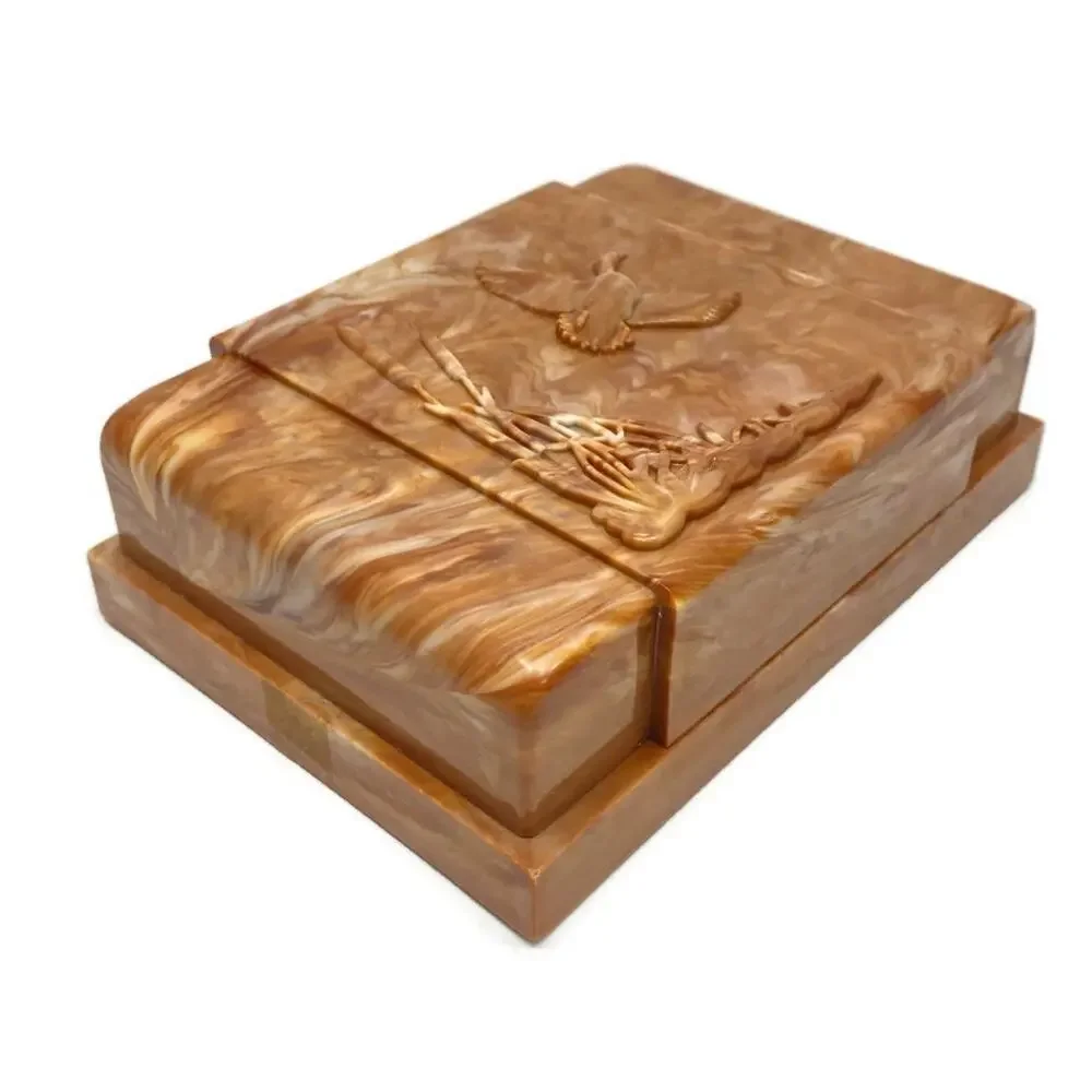 Vintage Hickok Waterfowl Duck in Flight Trinket Box Marbled Plastic‎ USA